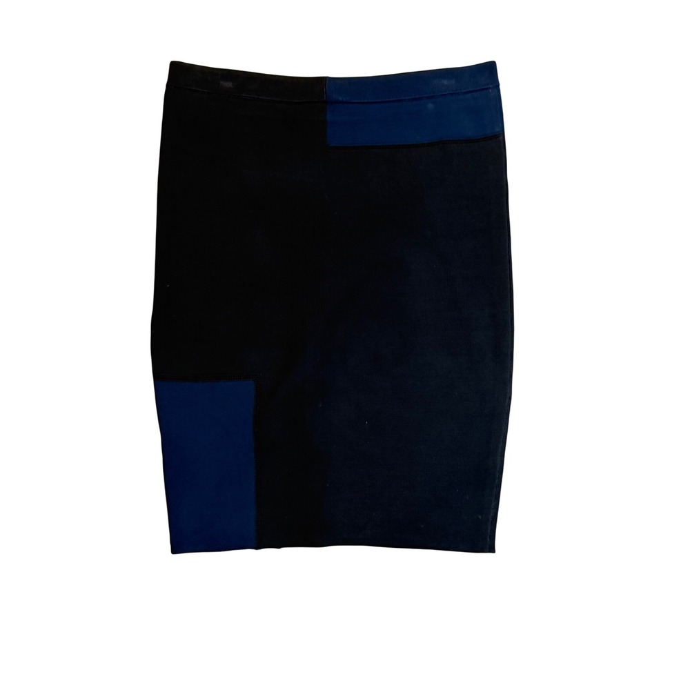 Alexander Wang Navy Blue Black Colorblock Knit Pencil Skirt Medium